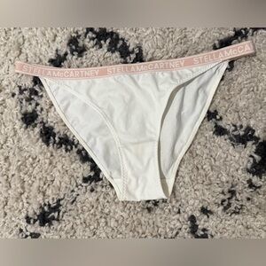 Stella McCartney White Bikini Panty  with Pale Pink Logo Waistband Size L